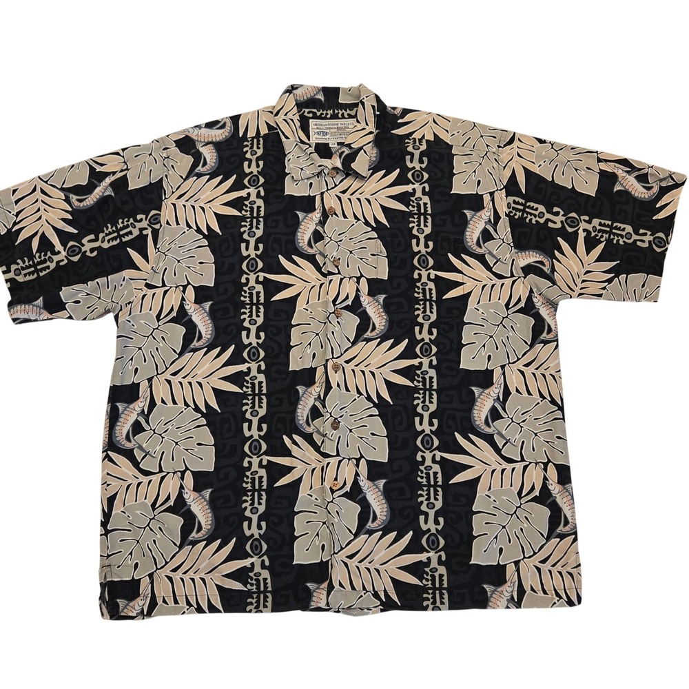 AFICO American Fishing Tackle Co. Hawaiian Tropical Shirt Mens 2X - Picture 1 of 4
